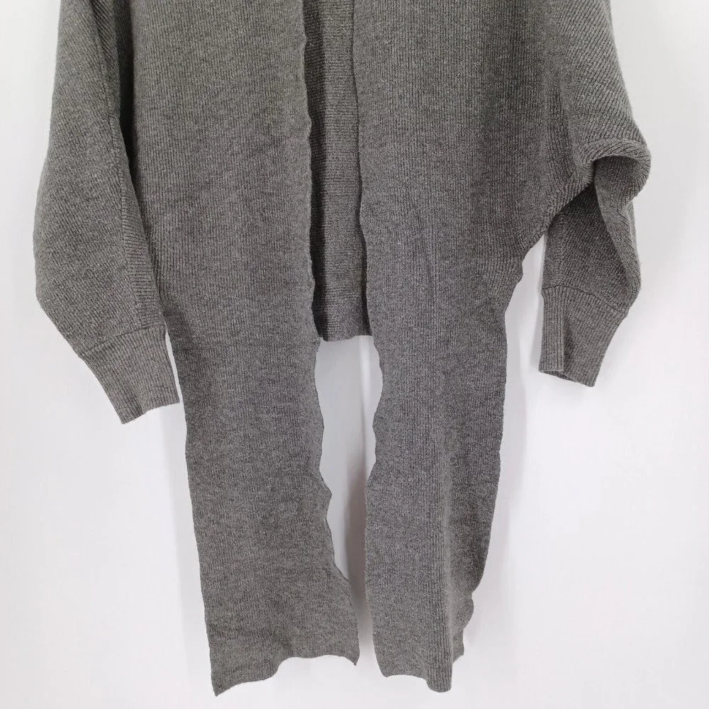 SEEK THE LABEL Sz XS Gray Ribbed Tie Front Half Sleeve Cardigan Fall Cozy Modern - Picture 7 of 15